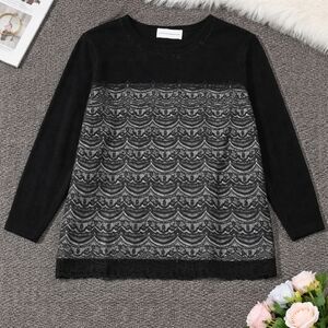 Alfred Dunner Black and Gray Beaded Sweater